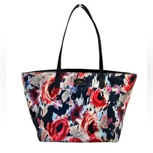 Kate Spade Tote Bag - Watercolor Floral Tote - Black/Pink New
